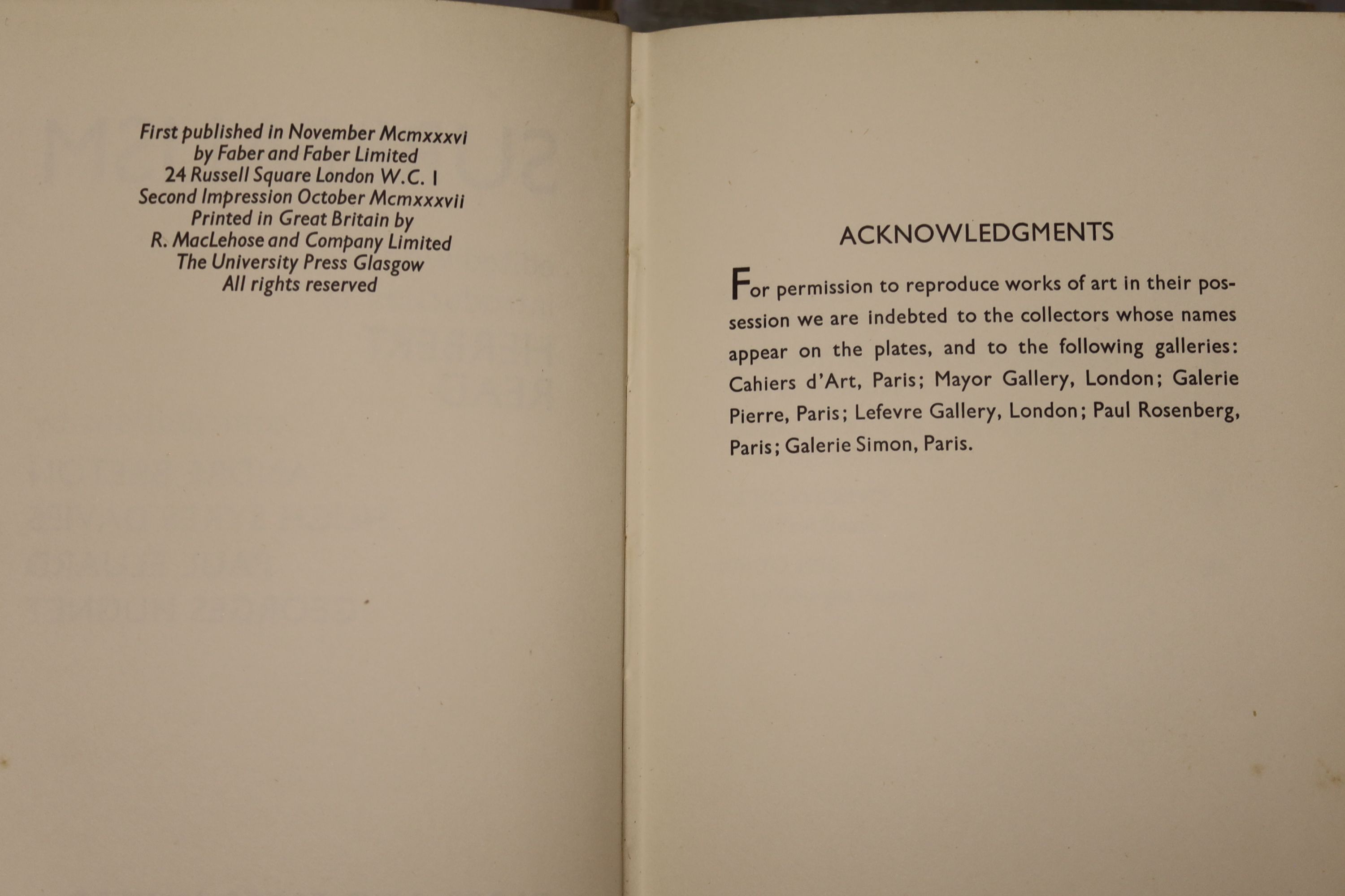 Yeats, William Butler - Last Poems, one of 2000, 8vo, cloth, MacMillan, London 1940; Read, Herbert( (editor) - Surrealism, 8vo, cloth,